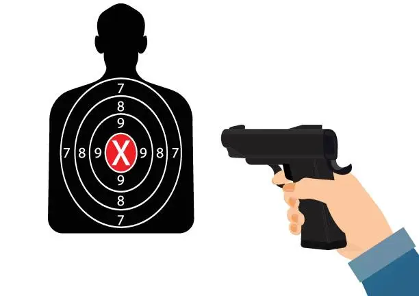 Vector illustration of Shooting with a gun.