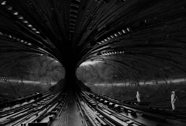 istock Interior of an abandoned space station, empty room, 3D illustration 1450950339
