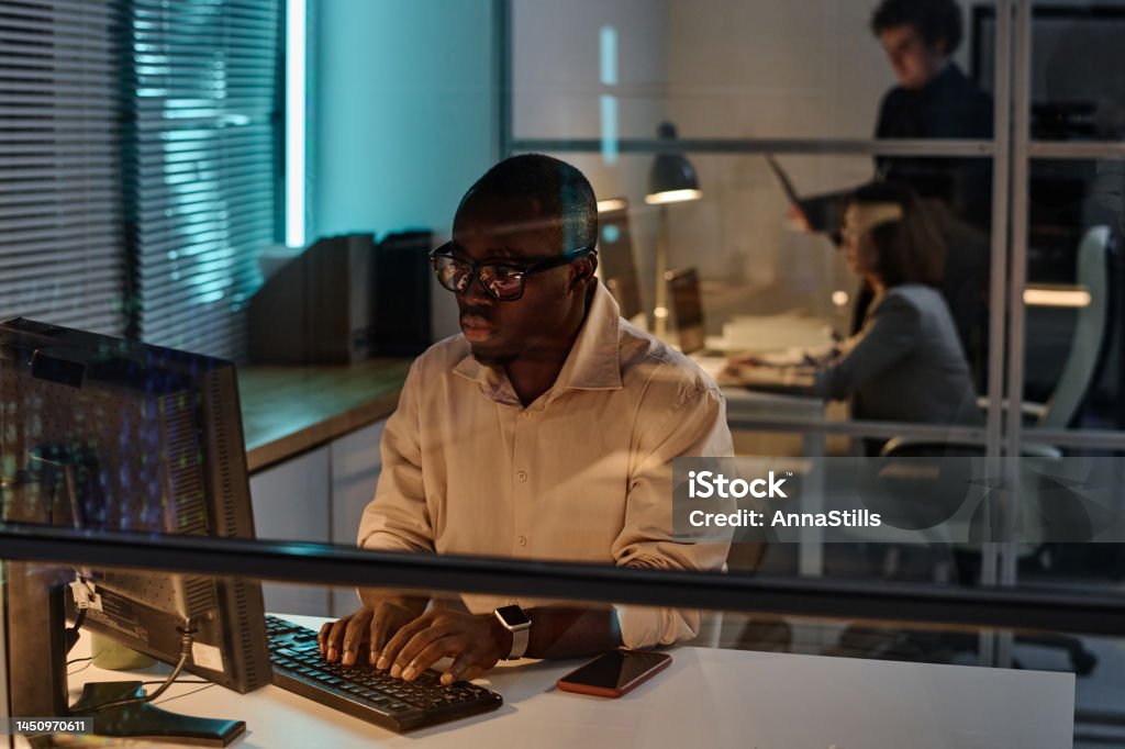 Developer Working On Computer With Software Stock Photo - Download ...