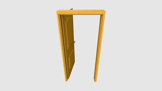 isolated door 3d illustration rendering