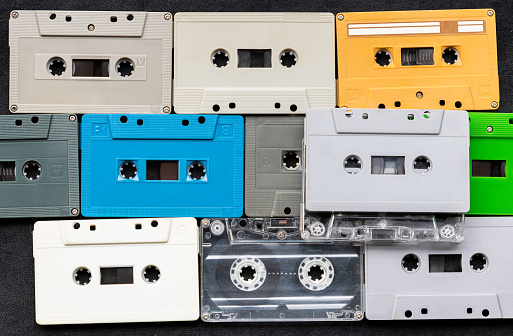 Collection colorful retro cassette tape