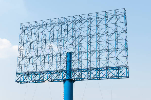 Steel frame blank billboard with blue sky background