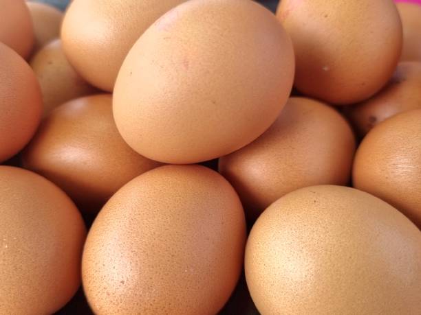 istock Many raw chicken eggs stacked on top of each other. 1450978174