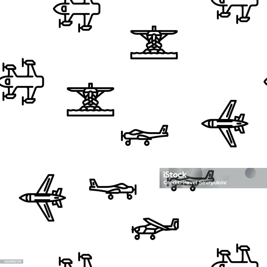Flight Eight Pattern Plane Flight Travel Aircraft Vector Seamless Pattern Stock Illustration ...