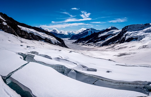 The Aletsch Glacier and the Jungfrau Glacier in Switzerland