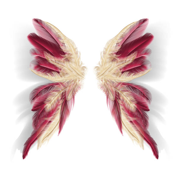 istock Butterfly wings with feathers. Modern abstract art Gold and Viva Magenta colors feather. Vector illustration. 1450992034