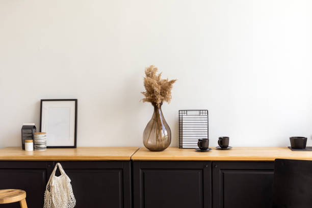 istock Various decorations on cupboard with staff at home 1450998827