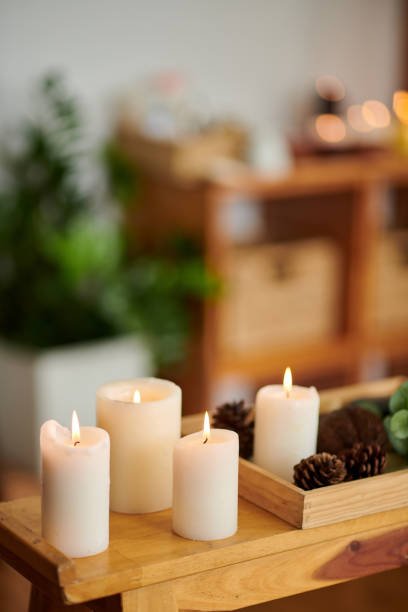 istock Burning Candles and Pine Cones 1450998984