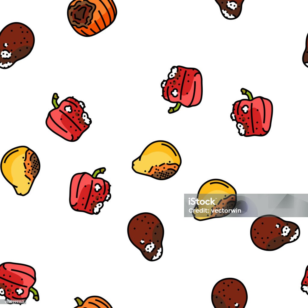 Vector Pattern Rotten Rotten Food Fruit Waste Garbage Vector Seamless Pattern Stock ...