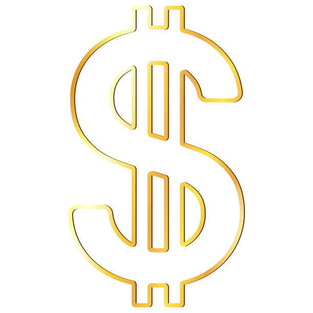 istock American Dollar USD currency golden sign outline in front view isolated on white. Currency by the Central Bank of America. Clipart. 1451003156