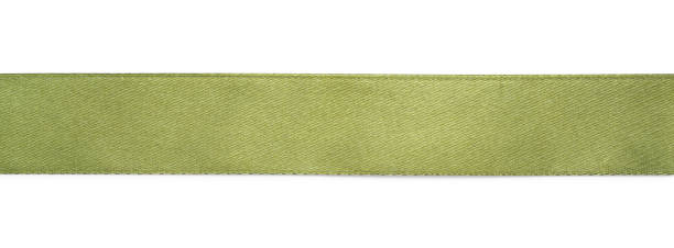 istock Beautiful olive ribbon isolated on white, top view 1451005624