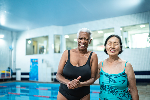 Portrait of senior women in a swimming club