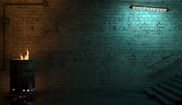 istock Brick wall of a street facade at night 1451010593