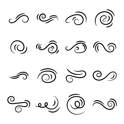 Hand drawn of curly swishes, swashes, swoops or calligraphy swirl vector illustration on white background.