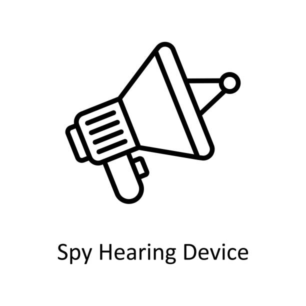 ilustrações de stock, clip art, desenhos animados e ícones de spy hearing device vector outline icon design illustration. law enforcement symbol on white background eps 10 file - snooper