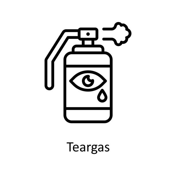 Teargas  Vector Outline Icon Design illustration. Law Enforcement Symbol on White background EPS 10 File Teargas  Vector Outline Icon Design illustration. Law Enforcement Symbol on White background EPS 10 File tear gas can stock illustrations