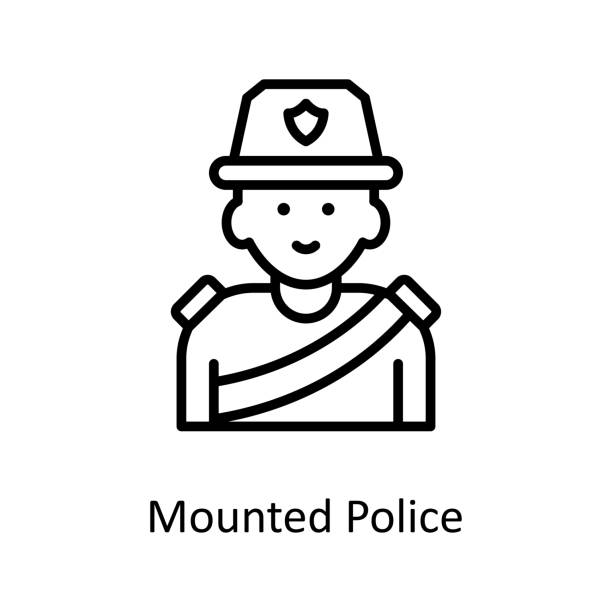 Mounted police  Vector Outline Icon Design illustration. Law Enforcement Symbol on White background EPS 10 File Mounted police  Vector Outline Icon Design illustration. Law Enforcement Symbol on White background EPS 10 File rcmp stock illustrations