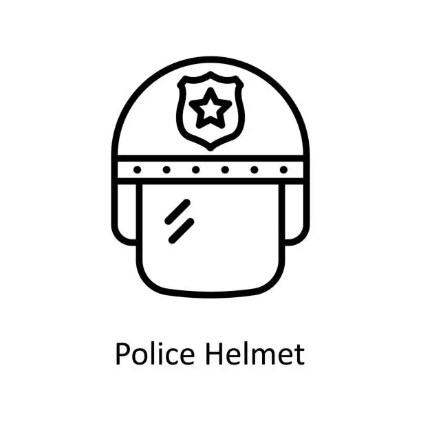 Vector illustration of Police helmet  Vector Outline Icon Design illustration. Law Enforcement Symbol on White background EPS 10 File