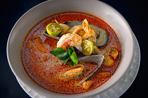 Traditional Thailand style spicy tomyam soup,