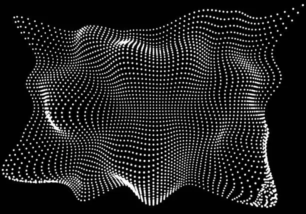 Vector illustration of Halftone pattern overlay - 3d abstract shape design element - curved rectangle