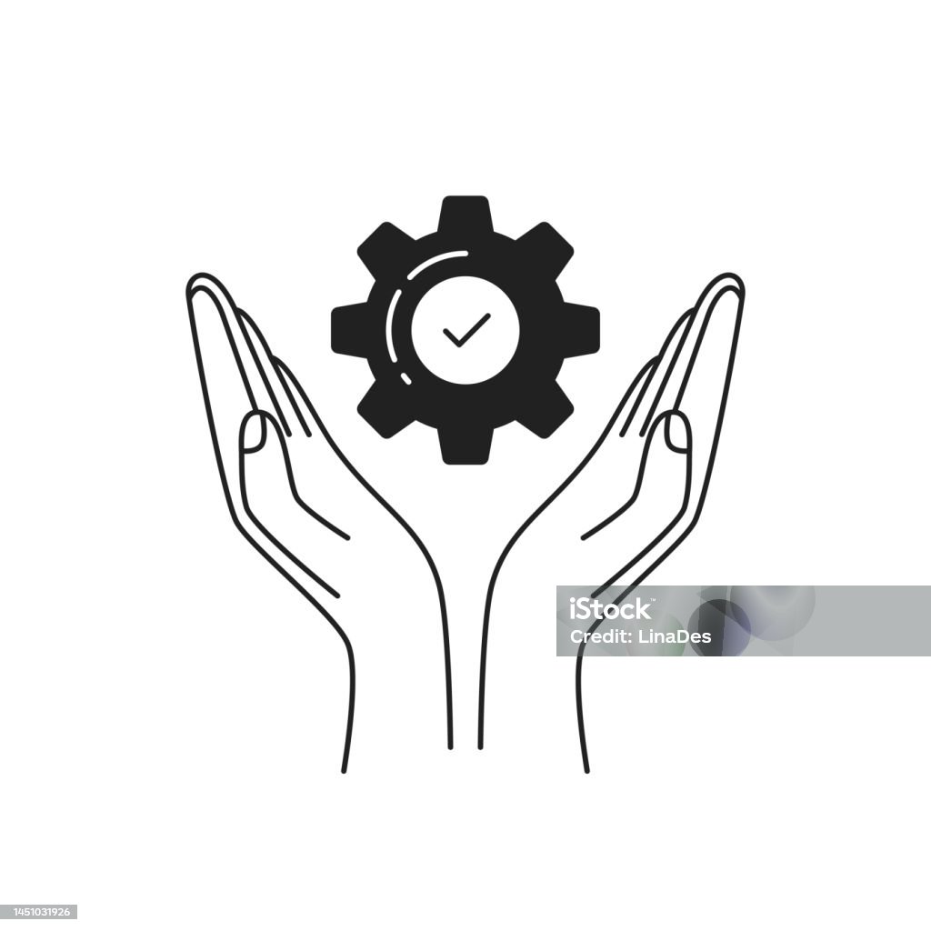 Gear With Thin Line Hand Like Execution Work Stock Illustration ...