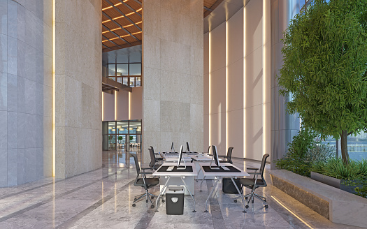 Modern office with open space . 3D Render