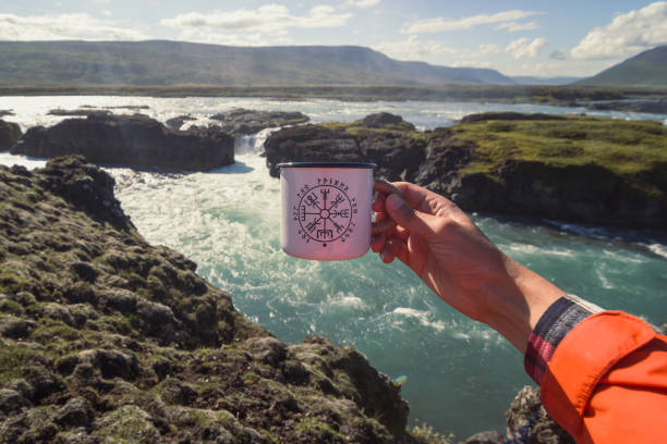 istock Close up tourist with mug concept photo 1451036363
