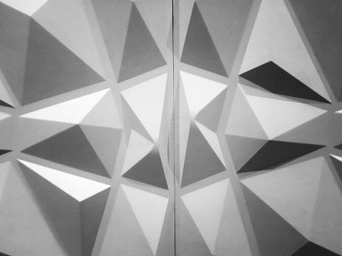 Triangle shape 3D white wall panel.