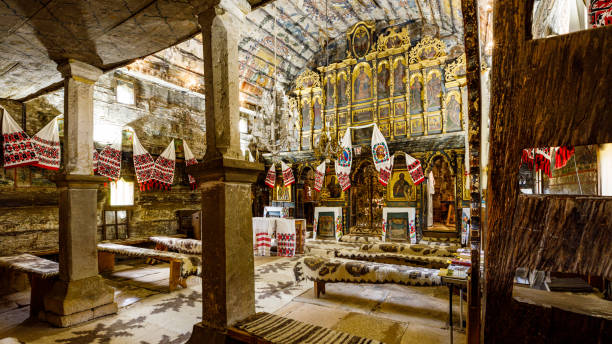 The wooden church of Surdesti in Maramures Romania Surdesti, Maramures, Romania - July 07, 2022: Inside of the wooden church of Surdesti in Maramures Romania maramureș stock pictures, royalty-free photos & images