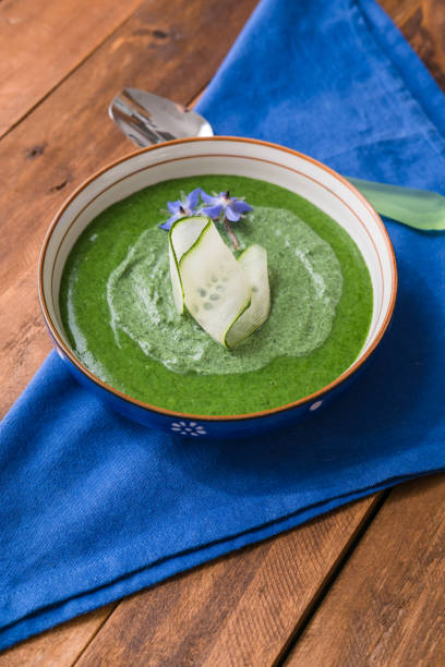 Nettle and Cucumber Soup stock photo