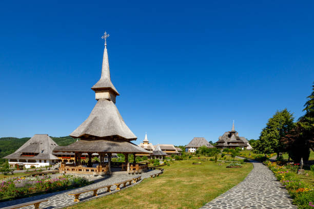 The Barsana Monastery in the Maramures in Romania stock photo