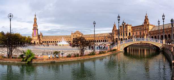 Plaza de Espana Spanish Square in Sevilla Spain on 8 December 2022