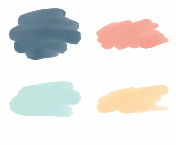 Vector illustration of A collection of pastel watercolor strokes