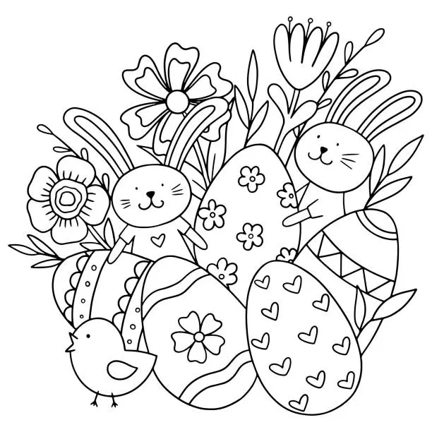 Vector illustration of Easter Coloring.