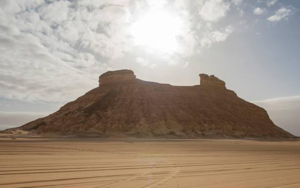 istock Barren desert landscape in hot climate with mountain 1451055520