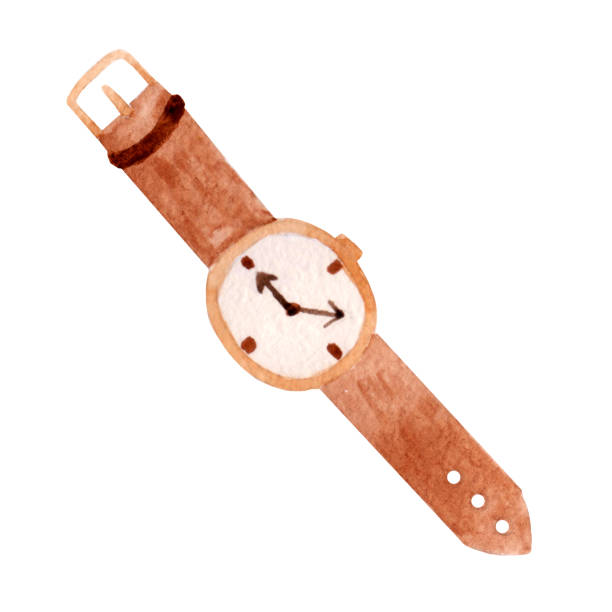 istock Watercolor illustration, retro simple watches isolated on a white background. 1451055760