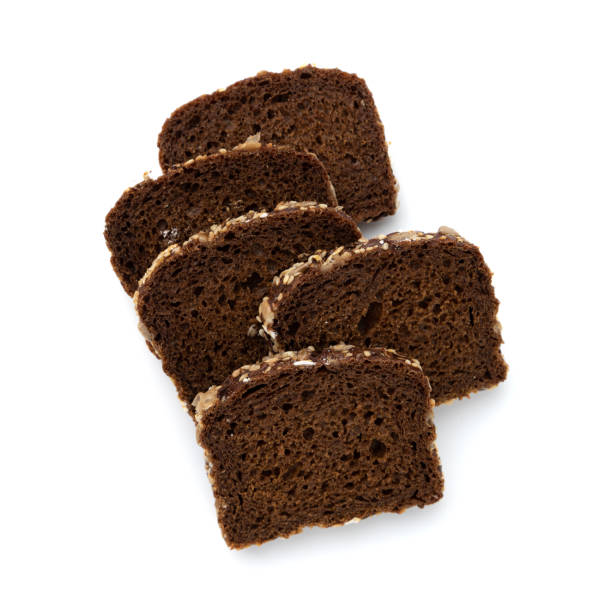 istock slices of rye bread on white background, top view 1451055774