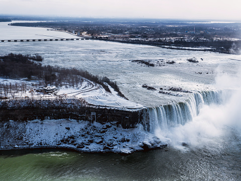 Famous Niagara waterfall in Canada seen from the air