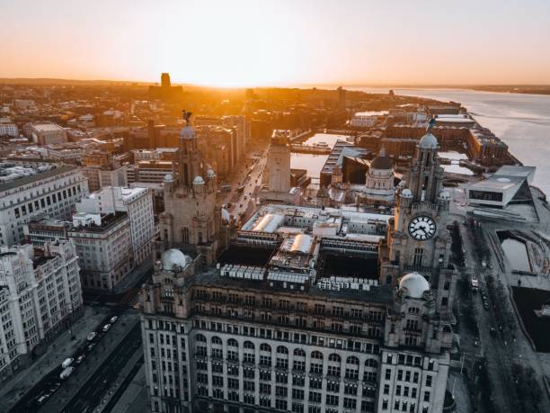 istock Royal Liver Building in Liverpool, England by Drone 1451057272