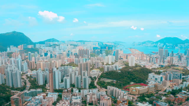 Hong Kong cityscape viewed from drone