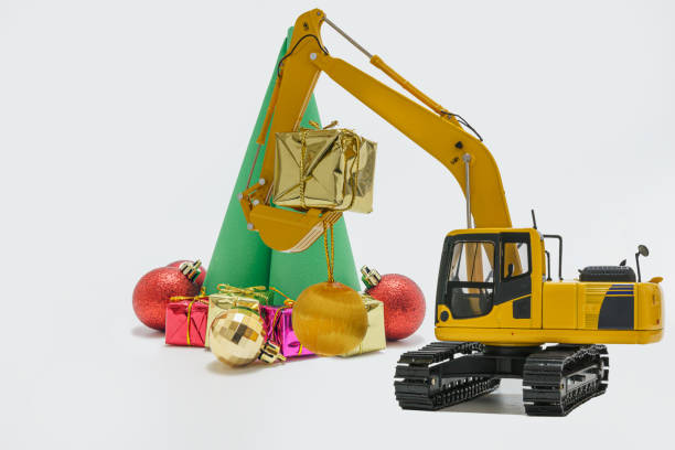 istock Christmas ornament and Excavator model . 1451059169