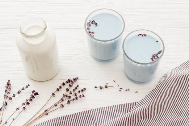 istock Blue matcha lavender latte tea or coffee. Cold healthy drink 1451061613