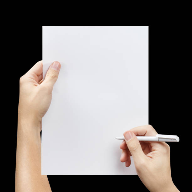 istock Hands signing A4 paper on white 1451069994