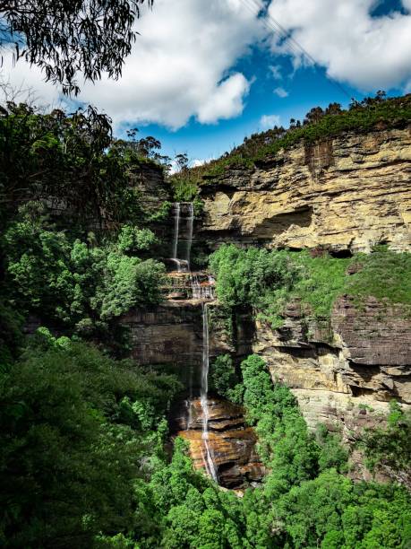 istock Aerial view of Glorious waterfall surrounded by dense trees 1451071936