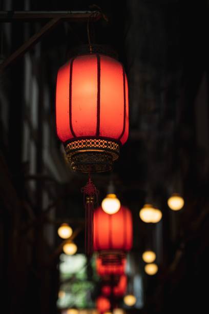 istock Closeup of Chinese lanterns in blurred background 1451072097