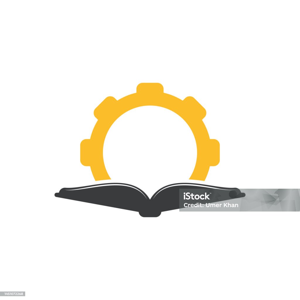 Gear Book Logo Design Template Stock Illustration - Download Image Now