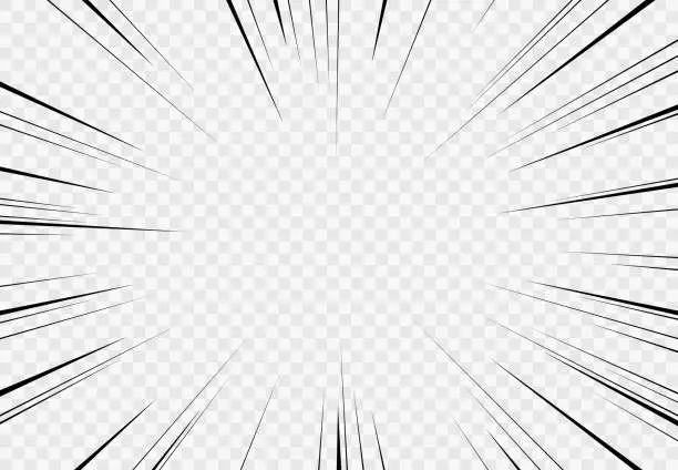 Vector illustration of Manga transparent background, explosion lines