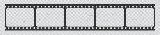 Vector illustration of Film strip frames, old cinema filmstrip long reel