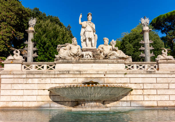 istock Fountain on Piazza del Popolo square in Rome, Italy 1451075555