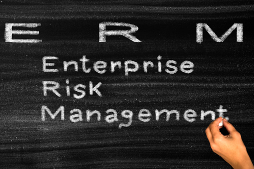 Enterprise risk management on chalkboard